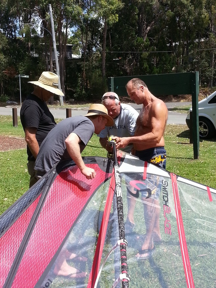 A group of seniors and Riggs trying to work how a boom works